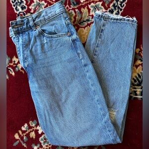 Dr. Denim High-Waisted Jeans, Distressed, Size 28
